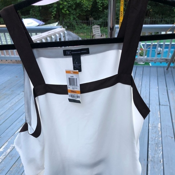 INC International Concepts small off white cold shoulder with brown Straps - Picture 9 of 9